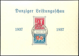 Danziger Leistungsschau, Block Mit Sonderstempel Und Plattenfehler I "rechter Bildrand Eingekerbt", Mi.240,-, Katalog: B - Sonstige & Ohne Zuordnung