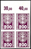 200 Pfennig Violettpurpur, Ungezähnt, Viererblock Vom Oberrand, Postfrisch Ohne Signatur, Mi.480,-, Katalog: 8U(4) ** - Other & Unclassified