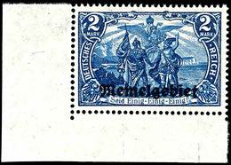 2 Mark Schwärzlichblau Mit Aufdruck, Postfrisch Aus Der Linken Unteren Bogenecke, Fotoattest Huylmans BPP "echt, Einwand - Memelland 1923