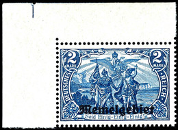 2 Mark Schwärzlichblau Mit Aufdruck, Postfrisch Aus Der Linken Oberen Bogenecke, Fotoattest Huylmans BPP "echt, Einwandf - Memel (Klaïpeda) 1923