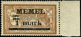 1 Mark Auf 50 Centimes, Postfrisch Vom Rechten Rand Mit Aufdruckfehler "Weiter Abstand Zwischen 1 Und Mark", Kurzbefund  - Memel (Klaïpeda) 1923