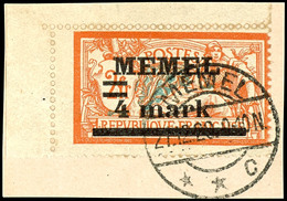 4 Mark Auf 2 Francs, Weißes Papier, Briefstück Mit Marke Aus Der Linken Oberen Bogenecke (Rand Etwas Beschnitten), Mi.40 - Memelgebiet 1923