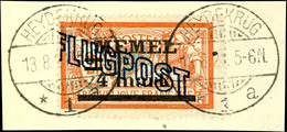 4 Mark Flugpost, Zeitgerecht Gestempelt Auf Luxusbriefstück Mit Aufdruckfehler "Wertziffer 4 Verdickt", Bestens Geprüft  - Memel (Klaïpeda) 1923