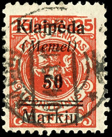 50 Markiu Auf 25 C., Marke Zeitgerecht Gestempelt Mit Plattenfehler "obere Rechte Ecke Offen", Bestens Geprüft Klein VPP - Klaipeda 1923