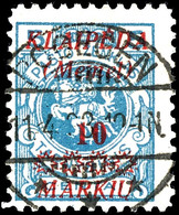 10 Markiu Auf 5 C., 2 Marken Mit Aufdruckfehler V "Diagonaler Bruch" (Kurzbefund Huylmans "echt, Einwandfrei") Und Nr.13 - Klaipeda 1923