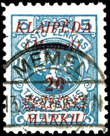 10 Markiu Auf 5 C., Gestempelter Viererblock Mit Aufdruckfehler "dicker Doppelpunkt" Auf Rechter Unterer Marke, Dazu Noc - Memel (Klaipeda) 1923