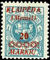 10 Markiu Auf 5 C., Postfrisch, Aufdruckfehler "dicker Doppelpunkt", Bestens Geprüft Klein VPP, Mi.280,-, Katalog: 136II - Memel (Klaïpeda) 1923