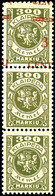 3 C. Auf 300 Mark, Postfrisch, Senkrechter Dreierstreifen, Dabei Nur Die Obere Marke Mit Aufdruck, Fotobefund Klein BPP  - Memelgebiet 1923