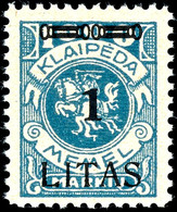 1 Litas Auf 1000 Mark, Postfrisch, Fotobefund Huylmanns BPP "echt Und Einwandfrei", Mi.500,-, Katalog: 182III ** - Memel (Klaïpeda) 1923