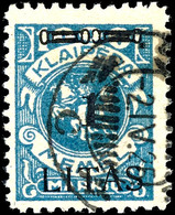 1 Litas Cent. Auf 1000 M., Sauber Gestempelt, Type IV, Bestens Geprüft Klein BPP, Mi.350,-, Katalog: 182IV O - Memel (Klaipeda) 1923