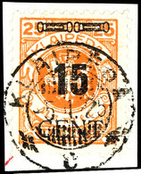 15 Cent. Auf 25 M., Gestempelt Auf Luxusbriefstück, Bestens Geprüft Petersen BPP, Mi.850,-, Katalog: 190 O - Memel (Klaïpeda) 1923