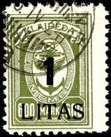 1 Litas Auf 600 M., Sauber Gestempelt Mit Aufdruckfehler "Enger Abstand Zwischen 1 Und Litas....", Kurzbefund Huylmans B - Memel (Klaïpeda) 1923