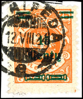 15 Centu Auf 25 M., Sauber Gestempelt Auf Briefstück, Aufdruckfehler "stark Gebrochener Zierbalken", Bestens Geprüft Kle - Memel (Klaïpeda) 1923