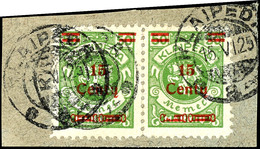 15 Centu Auf 50 M., Waagerechtes Paar Auf Briefstück, Rechte Marke Mit Aufdruckfehler "stark Gebrochener Zierbalken", Fo - Memel (Klaipeda) 1923