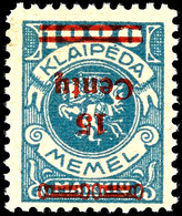 15 Centu Auf 1000 M., Postfrisch, Kopfstehender Aufdruck, Bestens Geprüft Petersen BPP, Mi.800,-, Katalog: 213K ** - Klaipeda 1923