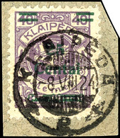 25 Centai Auf 40 M., Sauber Gestempelt Auf Briefstück Mit Aufdruckfehler "stark Gebrochener Zierbalken", Fotobefund Huyl - Memelgebiet 1923