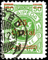 25 Centai Auf 50 M., Sauber Gestempelt, Tpye IIIe, Mit Aufdruckfehler "stark Gebrochener Zierbalken", Fotobefund Klein V - Memel (Klaïpeda) 1923