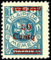 25 Centai Auf 1000 M., Postfrisch In Type II, Fotoattest Klein VPP "echt, Einwandfrei", Mi.875,-, Katalog: 229II ** - Memel (Klaïpeda) 1923