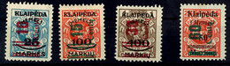 10 Bis 60 Ct., 4 Werte Kpl. Ungebraucht, Mi. 150,-, Katalog: 230/33 * - Memel (Klaipeda) 1923