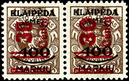 30 C. Auf 400 M. Auf 1 L. Braun, Aufdrucktypen II Und III Im Waagerechten Typenpaar, Tadellos Postfrisch, Unsigniert, Ra - Memel (Klaïpeda) 1923