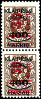 30 Centu Auf 400 M. Auf 1 L., Postfrisches Senkrechtes Typenpaar, Obere Marke II, Untere Marke III, Fotoattest Klein BPP - Memel (Klaipeda) 1923