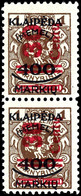 30 Centu Auf 400 M. Auf 1 L., Postfrisches Senkrechtes Typenpaar, Obere Marke II, Untere Marke III, Fotoattest Klein BPP - Memel (Klaïpeda) 1923