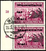 35 C. Rosakarmin, Senkrechtes Gestempeltes Paar Vom Linken Rand, Typenpaar S 4, Sauber Gestempelt, Bestens Geprüft Huylm - Memel (Klaipeda) 1923