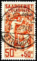 50 C., Volkshilfe 1927, Plattenfehler: "Farbpunkt über +", Gestempelt, Gepr. Ney, Mi. 200,-, Katalog: 124I O - Other & Unclassified