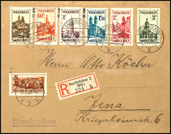 40 Cent Bis 5 Fr. Volkshilfe 1932, Satzfrankatur Auf R-Brief, Gestempelt "Saarbücken * 2 W 21.12.33", Fotoattest Ney VP  - Autres & Non Classés