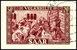 8 Fr. - 50 Fr. Volkshilfe 1950, Kompletter Satz Mit 5 Werten, Gestempelt "Saarbrücken 2v 16.11.50" Auf Briefstücken, Tad - Sonstige & Ohne Zuordnung