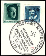 40 H. Comenius Mit 6 Pf.Hitler (DR 646) Auf Briefstück, SStpl. Tag Der Befreiung 8.10.38, Auflage 600, Sign. Dr.Hörr, Ku - Other & Unclassified