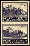 4 Zl. Bauwerke, Probedruck Auf Gelblichem Papier, Ungezähnt, Senkrechtes Paar, Ungebraucht Ohne Gummi, Wie Verausgabt, S - Altri & Non Classificati