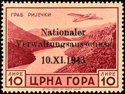 10 Lire Verwaltungsausschuss, Setzfehler "Verwaltungsausscuuss", Feld 8 Der Überdruckplatte, Tadellos Ungebraucht Mit Or - Ocu. Alemana: Montenegro