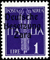 25, 50 Cmi. Und 1 L. Flugpost, Je Type I Mit Aufdruckfehler "B Ohne Oberbogen" (PF III, Feld 3), Postfrisch, Sign. Ludin - Deutsche Bes.: Zara