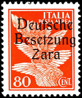 80 Cmi. Flugpost, Type II Mit Aufdruckfehler "gebrochenes D" (Feld 68), Postfrisch, Sign. Ludin, Kurzbefund Brunel (2018 - Occ. Allemande: Zara