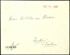 1937, Legion Condor, Brief Mit Absenderangabe Aus Würzburg Sowie Mit Rotem Datum-Eingangsstempel 20. Feb. 1937 An Wilhel - Autres & Non Classés