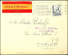 1937, Span. Bürgerkrieg, Brief Mit Spanischer Frankatur über 50 CTS Mit Aufgabe-Stpl. SEGOVIA Vom 28.7.37 Sowie Mit Prop - Altri & Non Classificati