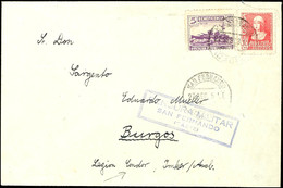 1938, Legion Condor, Spanische Frankatur über 30 CTS Und Wohltätigkeitsmarke Der Provinz Cadiz über 5 CTS Auf Brief Mit  - Autres & Non Classés