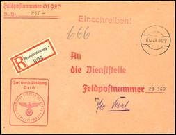 1939, Kriegsmarine, Feldpost-R-Brief Mit Stummen Aufgabe-Stpl. Vom 6.10.43 Sowie Mit R-Zettel "Brunsbüttelkoog 1" Und Ab - Other & Unclassified