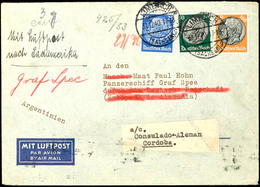 1940, Kriegsmarine, Interniertenpost Panzerschiff "Admiral Graf Spee", Luftpost-Brief Mit Leitvermerk "Mit Luftpost Nach - Altri & Non Classificati