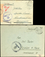 1944, Kriegsmarine, 2 Feldpost-Briefe Mit Zensur: Feldpostzweikreissteg-Stpl. Vom 13.9.44 Auf Brief Nach Repelen Krs. Mo - Autres & Non Classés