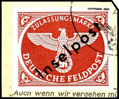 Vukovar-Aufdruck, Zulassungsmarke, Gefälligkeitsgestempelt "Feldpost E 25.12.44" Auf Ausschnitt Einer Feldpost-Vordruckk - Other & Unclassified