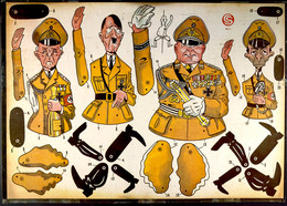 Englische Propaganda: Gr. Farbiger Bastelkarton (ca. A 3 Format) Nr. 7 Für Hampelmänner Mit U.a. Ribbentrop, Hitler, Gör - Autres & Non Classés