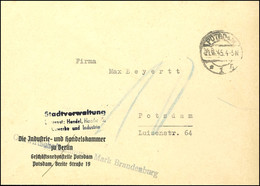 POTSDAM: Unfreier Orts-Brief Von "POTSDAM 21.6.45", Mit 10 Pfg Nachporto Belegt, Früher Und In Dieser Form Ungewöhnliche - Other & Unclassified