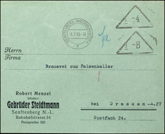 SENFTENBERG: Dreieckige "-4" Und "-8" Benst Signum Des Postbeamten Auf Fernbrief Von "SENFTENBERG (NIEDERLAUSITZ) 1 6.7. - Other & Unclassified