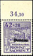 42 + 28 Pfg Wiederaufbau Mit Doppeltem Aufdruck Mit Oberrand, Tadellos Postfrisch, Kabinett, Dekorativ Und Selten, Im Mi - Dessau
