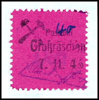 40 Pfg Freimarke Auf Karminlila Auf Briefstück, Zentrisch Gestempelt Mit Notstempel  Typ G "7.11.45", Tadellos, Fotobefu - Grossraeschen