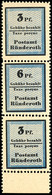 6 + 3 + 6 Pfg Schwarz/blau, Gezähnter Senkrechter Zusammendruck Mit Unterrand, Tadellos Postfrisch, Unsigniert, äußerst  - Other & Unclassified