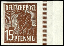 15 Pfg Arbeiterserie, Abart "ungezähnt", Vom Rechten Bogenrand, Tadellos Postfrisch, Mi. 220.-, Katalog: 924U ** - Sonstige & Ohne Zuordnung