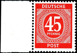 45 Pfg. Ziffer, Wasserzeichen Steigend, Postfrisch Vom Linken Bogenrand, Geprüft Schlegel BPP, Mi. 200.-, Katalog: 931y  - Other & Unclassified